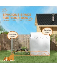 Ruie Galvanized Chain Link Outdoor Dog Kennel with Waterproof Cover