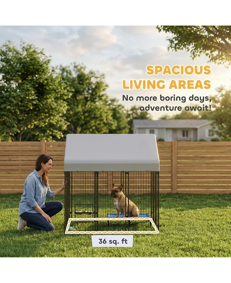 Ruie Outdoor Dog Kennel Welded Wire Dog Playpen with Roof Cover
