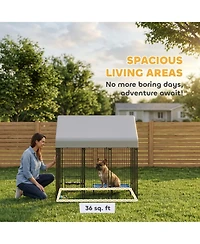 Ruie Outdoor Dog Kennel Welded Wire Dog Playpen with Roof Cover