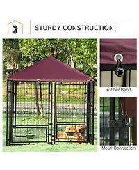 Ruie Outdoor Dog Kennel Playpen with Rotating Bowls and Cover