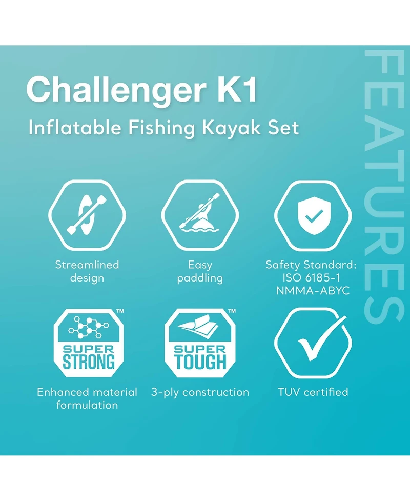 Intex Challenger K1 1-Person Inflatable Sporty Kayak w/ Oars And Pump (2 Pack)