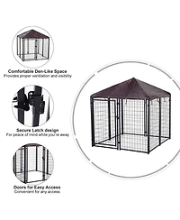 Ruie Heavy Duty Outdoor Dog Kennel Welded Wire Dog Run with Waterproof Roof