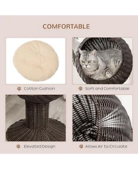 Ruie Elevated Cat Bed with Rotatable Egg Chair Pod and Thick Cushion