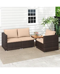Sugift 3 Pieces Patio Sectional Sofa Set with Soft Cushions
