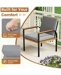 Sugift 4-Piece Acacia Wood Patio Seating Set with Slatted Coffee Table