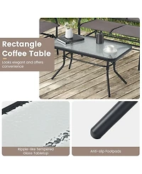 Sugift 4 Piece Patio Glider Conversation Set with Tempered Glass Coffee Table Top