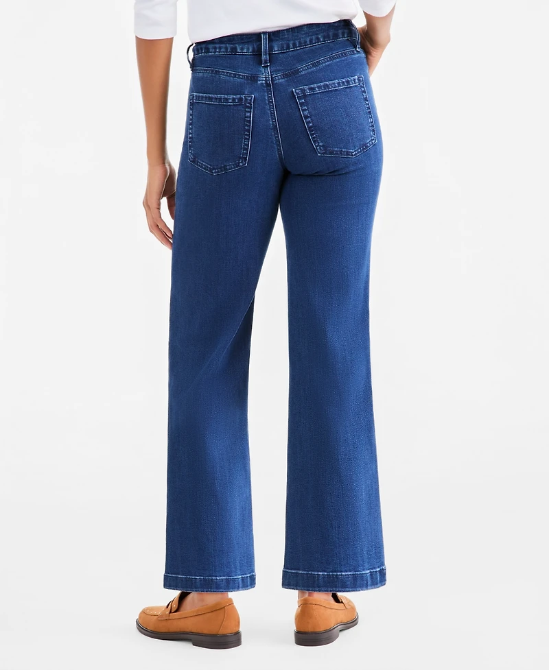 Style & Co Petite Freya High-Rise Wide-Leg Floral-Embroidered Jeans, Macy's Exclusive