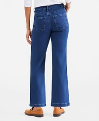 Style & Co Petite Freya High-Rise Wide-Leg Floral-Embroidered Jeans, Macy's Exclusive