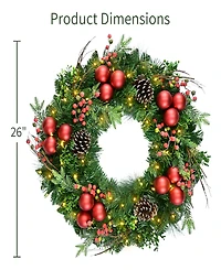 Puleo International 26" Battery-Operated Pre-Lit Artificial Wreath