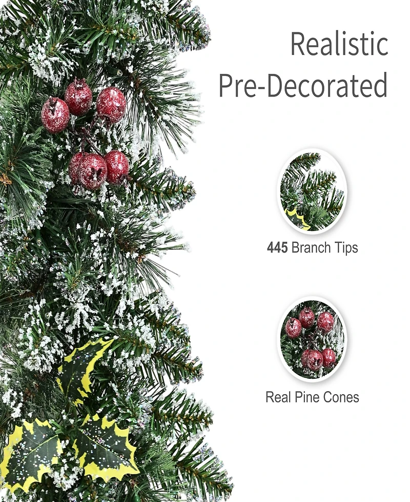 Puleo International 20' Snowy Silverton Pine Garland