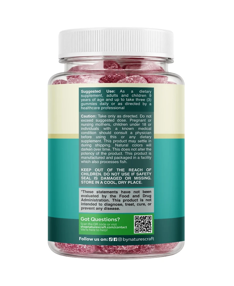 Magnesium Gummies, Relaxing Magnesium Citrate Gummies for Muscle Function and Relaxation Support, Nature's Craft, 90ct