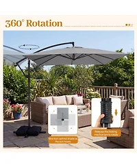 Sugift Offset Cantilever Square Patio Umbrella with 360 Rotation and Crank