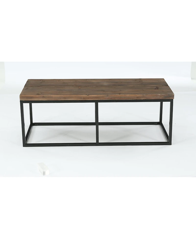 Tribesigns 55" Rustic Solid Wood Coffee Table with Iron Frame, Industrial Farmhouse Rectangular Coffee Table for Living Room