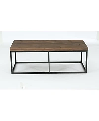 Tribesigns 55" Rustic Solid Wood Coffee Table with Iron Frame, Industrial Farmhouse Rectangular Coffee Table for Living Room