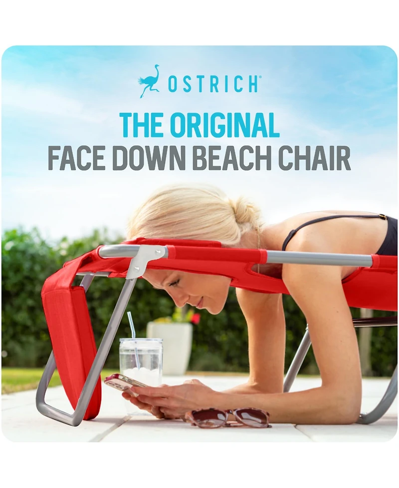Ostrich The Backpack 3N1 Portable Chair Cooler Bag and Reclining Lounger, Red