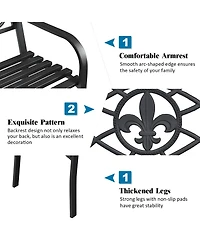 Patio Garden Bench Park Yard Outdoor Furniture Steel Slats Porch Chair Seat