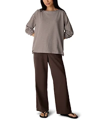 Eileen Fisher Women's Striped Bateau Neck Long-Sleeve Top