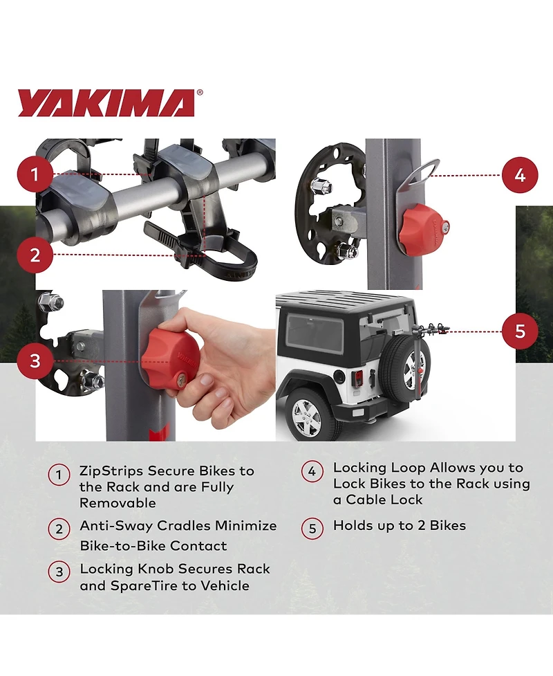 Yakima SpareRide Vehicle Rear Spare Tire Mounted 2 Bike Bicycle Rack, Gray/Black