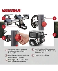 Yakima SpareRide Vehicle Rear Spare Tire Mounted 2 Bike Bicycle Rack, Gray/Black