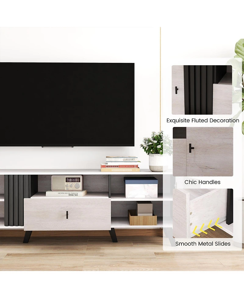 Slickblue Mid Century Modern Tv Stand Entertainment Center for 80 Inch TVs