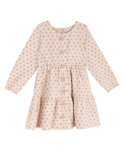 Rare Editions Girls' 2T-6X Heart Print Long-Sleeve Dress