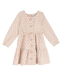 Rare Editions Girls' 2T-6X Heart Print Long-Sleeve Dress