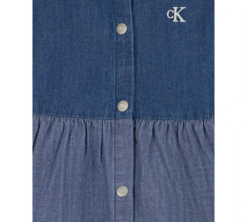Calvin Klein Toddler Girls' 2T-6X Collared Denim Button-Front Dress