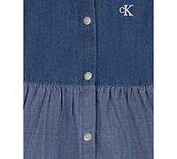Calvin Klein Toddler Girls' 2T-6X Collared Denim Button-Front Dress