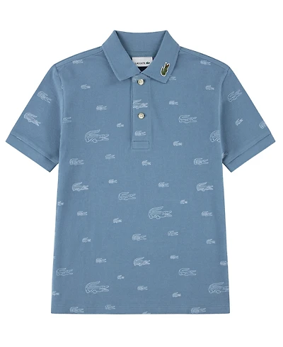 Lacoste Boys' 10-16 Short-Sleeve Line Croc Printed Polo Shirt