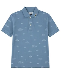 Lacoste Boys' 10-16 Short-Sleeve Line Croc Printed Polo Shirt