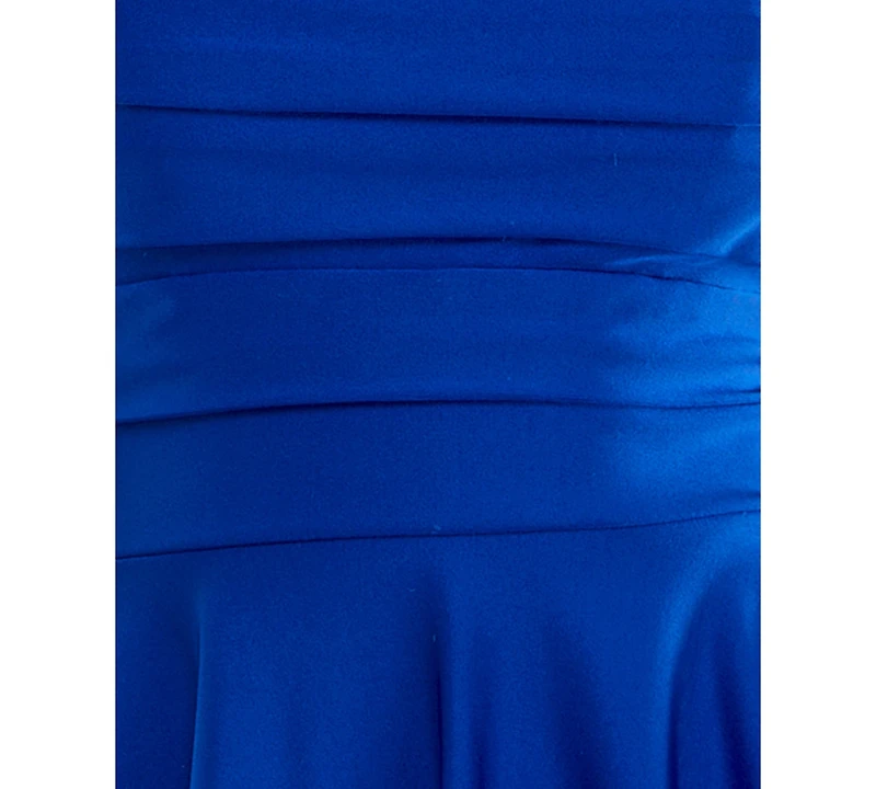 City Studios Juniors' Satin Sweetheart Rhinestone Trim Neckline Fit & Flare Dress