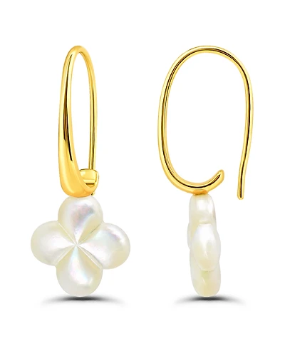 Macy's Genuine Imitation Pearl Clover Shape Drop on Hardwire Fishhook Closure Earrings