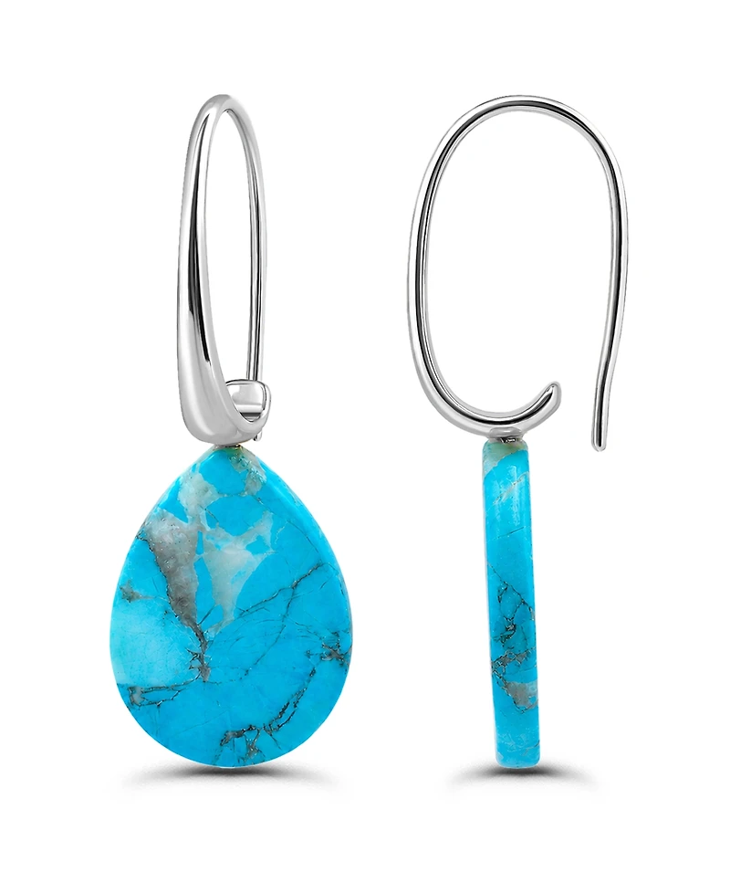 Macy's Genuine Howlite Chrysocolla Teardrop Shape Drop on Hardwire Fishhook Closure Earrings