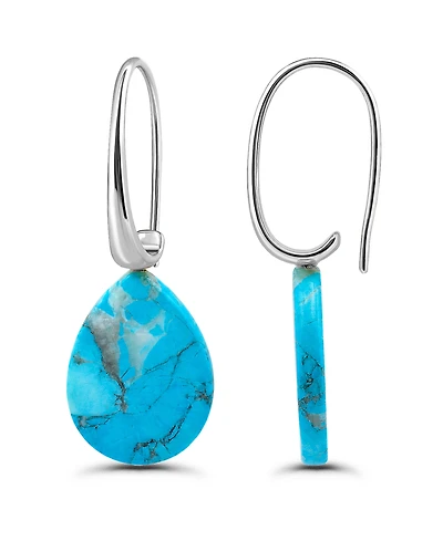 Macy's Genuine Howlite Chrysocolla Teardrop Shape Drop on Hardwire Fishhook Closure Earrings