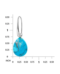 Macy's Genuine Howlite Chrysocolla Teardrop Shape Drop on Hardwire Fishhook Closure Earrings