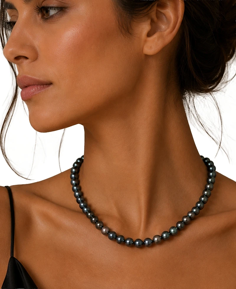 Belle de Mer Tahitian Pearl (10-13mm) Necklace in 14k White Gold