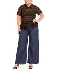 Coin 1804 Plus Scallop Edge Short-Sleeve Top