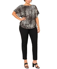 Coin 1804 Plus Leopard Print Boat Neck Top