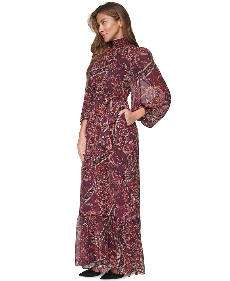 Eliza J Women's Mock Neck Tiered Maxi Dress