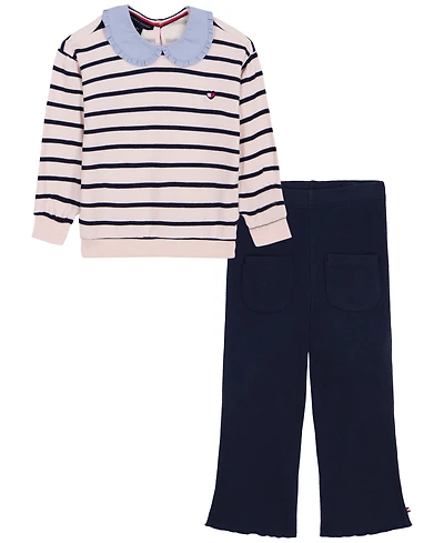 Tommy Hilfiger Girls' 2T-6X Long-Sleeve Top and Pants, 2-Piece Set