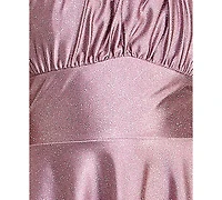 Emerald Sundae Juniors' Glitter-Knit Fit & Flare Dress