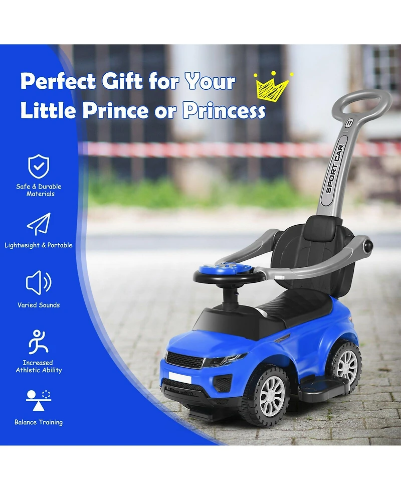 Slickblue 3 In 1 Ride on Push Car Toddler Stroller Sliding Car with Music