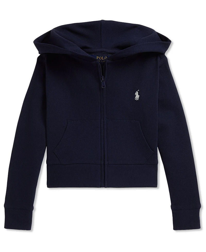 Polo Ralph Lauren Girls' 2T-6X Ribbed Boxy Full-Zip Hoodie