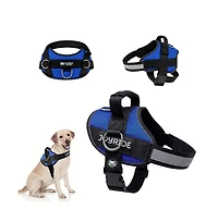 ProMounts Side Ring Dog Harness for Medium and Large Dogs, Reflective Escape-Proof No-Choke Vest with 3 Metal Leash Clips for Daily Walks | Blue