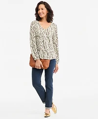 Style & Co Women's Printed Pintuck V-Neck Knit Top, Macy's Exclusive