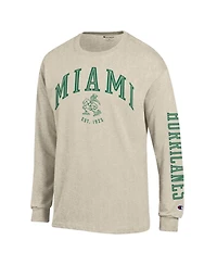 Champion Men's Heather Oatmeal Miami Hurricanes Neutral Arch Long-Sleeve T-Shirt