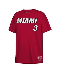 Mitchell & Ness Big Boys and Girls Dwyane Wade Red Miami Heat Hardwood Classics Name Number T-Shirt