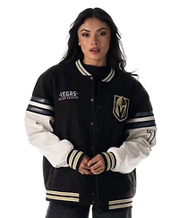 The Wild Collective Men's and Women's Black Vegas Golden Knights Drop Shoulder Full-Snap Varsity Jacket