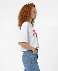 Champion Women's White Kansas City Chiefs Boyfriend Cropped T-Shirt