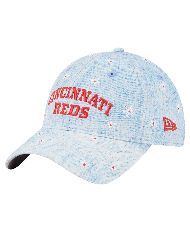 New Era Women's Light Blue Cincinnati Reds Daisy All Over 9TWENTY Adjustable Hat
